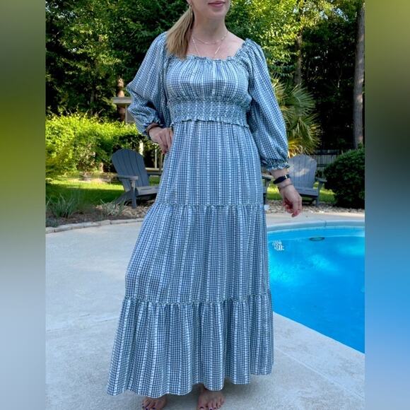 Max Studio gingham checked prairie style maxi dress - Picture 1 of 8